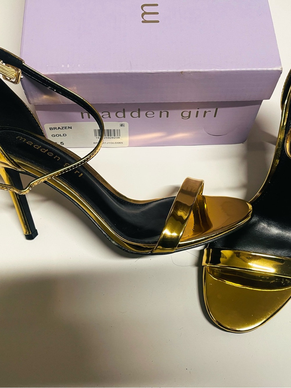 Madden Girl Metallic Gold Strappy Stiletto Heels size 6.5